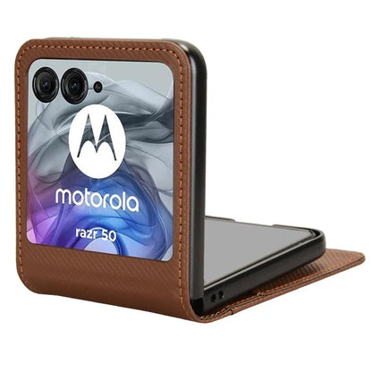 For Motorola Razr 50 5G Case PU Leather+PC Card Holder Mobile Phone Cover