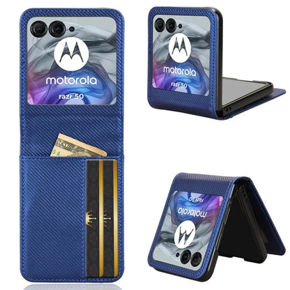 For Motorola Razr 50 5G Case PU Leather+PC Card Holder Mobile Phone Cover