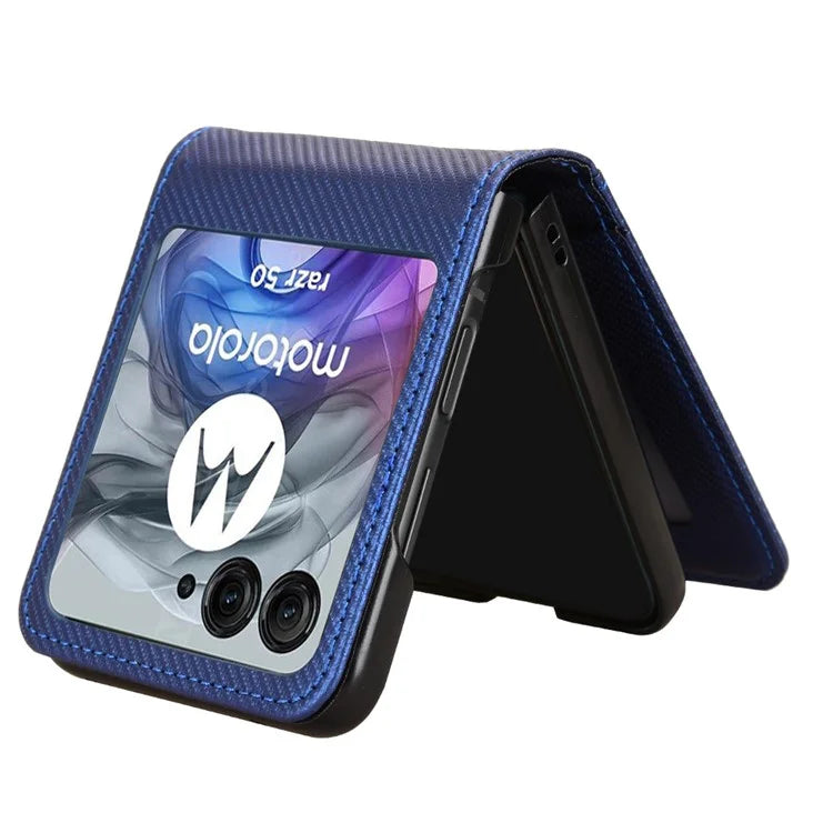 For Motorola Razr 50 5G Case PU Leather+PC Card Holder Mobile Phone Cover