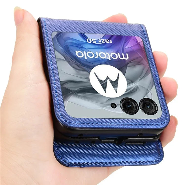 For Motorola Razr 50 5G Case PU Leather+PC Card Holder Mobile Phone Cover