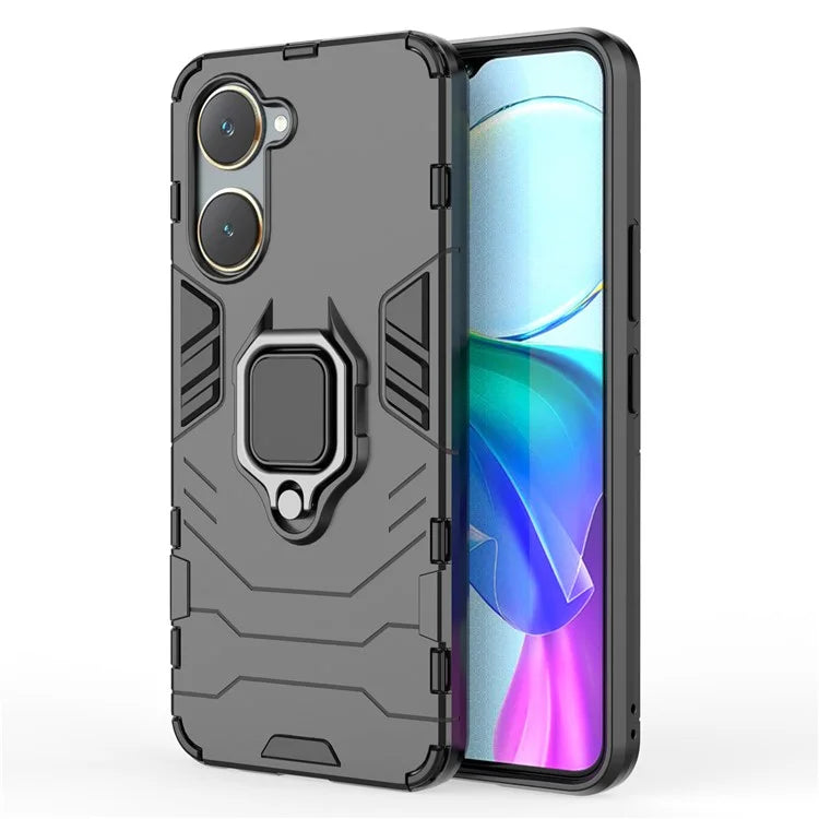 For vivo Y03 / Y28s 5G Case PC+TPU Protective Phone Cover with Ring Kickstand