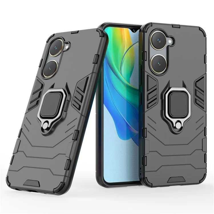 For vivo Y03 / Y28s 5G Case PC+TPU Protective Phone Cover with Ring Kickstand