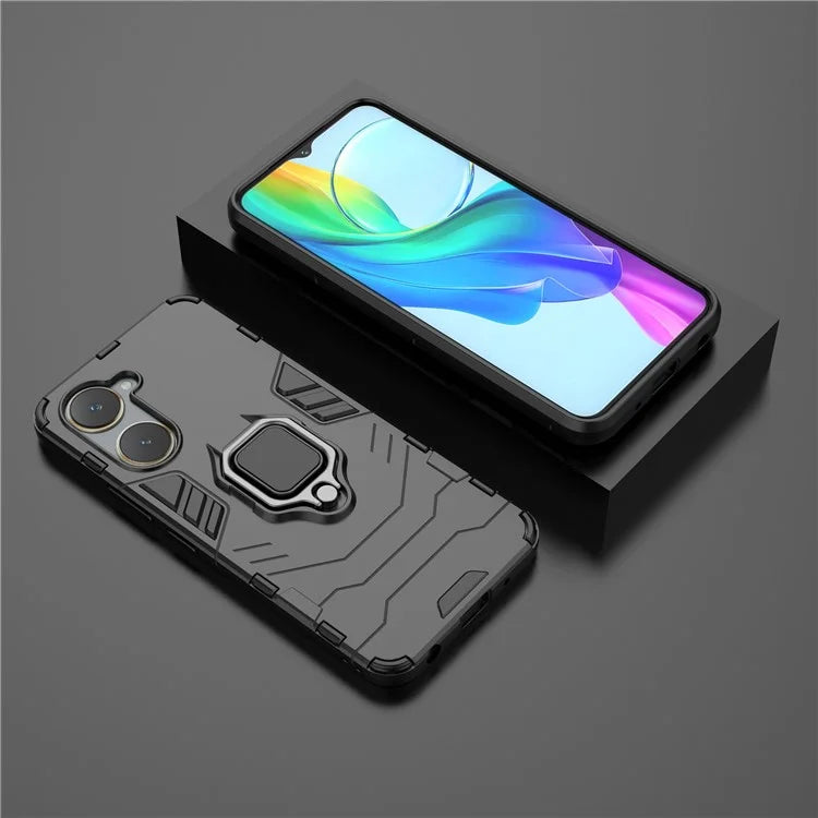 For vivo Y03 / Y28s 5G Case PC+TPU Protective Phone Cover with Ring Kickstand