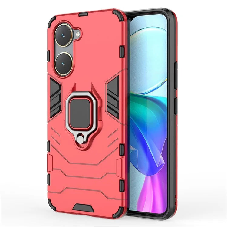 For vivo Y03 / Y28s 5G Case PC+TPU Protective Phone Cover with Ring Kickstand