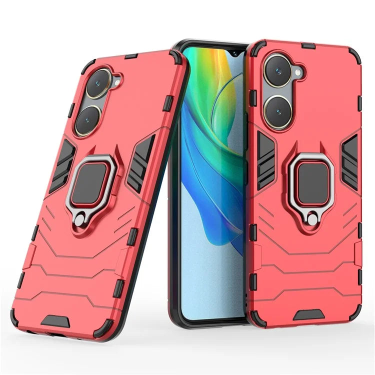 For vivo Y03 / Y28s 5G Case PC+TPU Protective Phone Cover with Ring Kickstand