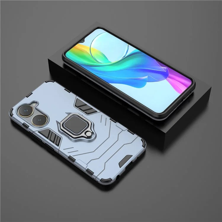For vivo Y03 / Y28s 5G Case PC+TPU Protective Phone Cover with Ring Kickstand