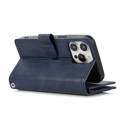 For iPhone 16 Pro Case Split Leather Magnetic Wallet Phone Protector with Wrist Strap
