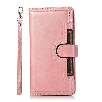 For iPhone 16 Pro Case Split Leather Magnetic Wallet Phone Protector with Wrist Strap