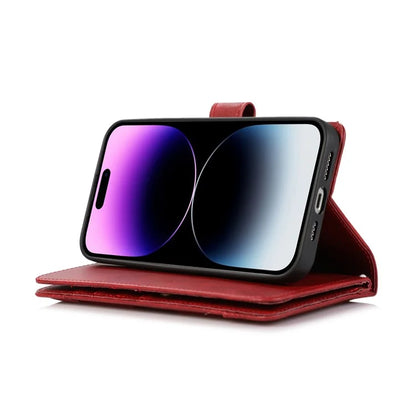 For iPhone 16 Pro Case Split Leather Magnetic Wallet Phone Protector with Wrist Strap