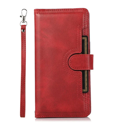 For iPhone 16 Pro Case Split Leather Magnetic Wallet Phone Protector with Wrist Strap