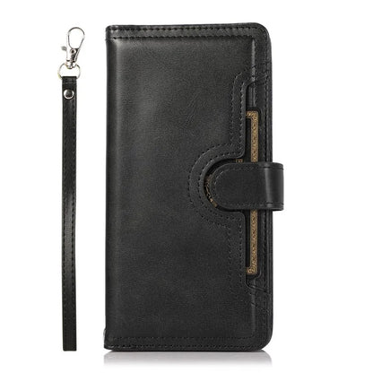 For iPhone 16 Pro Max Case Split Leather Magnetic Wallet Phone Protector with Wrist Strap