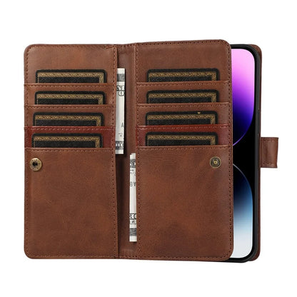 For iPhone 16 Pro Max Case Split Leather Magnetic Wallet Phone Protector with Wrist Strap