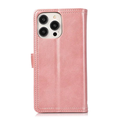 For iPhone 16 Pro Max Case Split Leather Magnetic Wallet Phone Protector with Wrist Strap