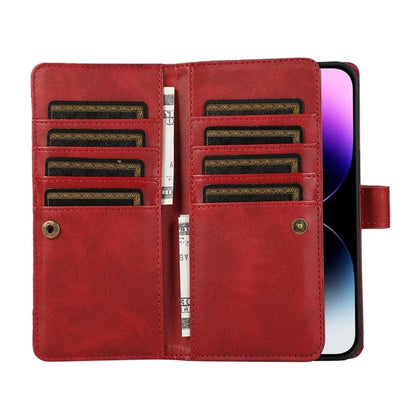 For iPhone 16 Pro Max Case Split Leather Magnetic Wallet Phone Protector with Wrist Strap