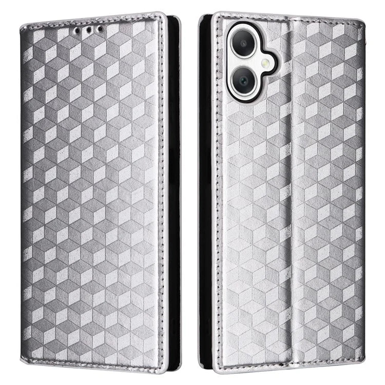 For Samsung Galaxy A06 Wallet Case Rhombus Imprinted Leather Phone Cover