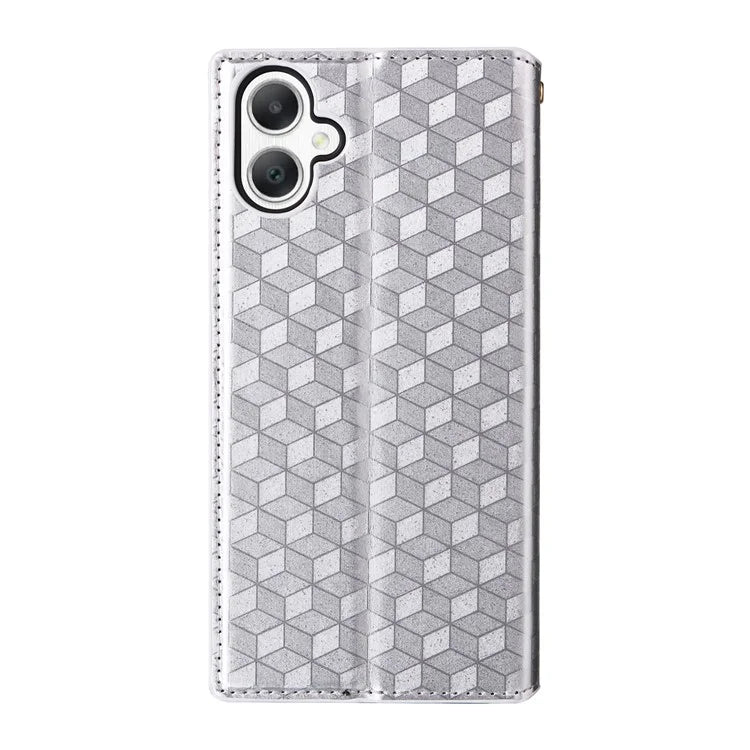 For Samsung Galaxy A06 Wallet Case Rhombus Imprinted Leather Phone Cover