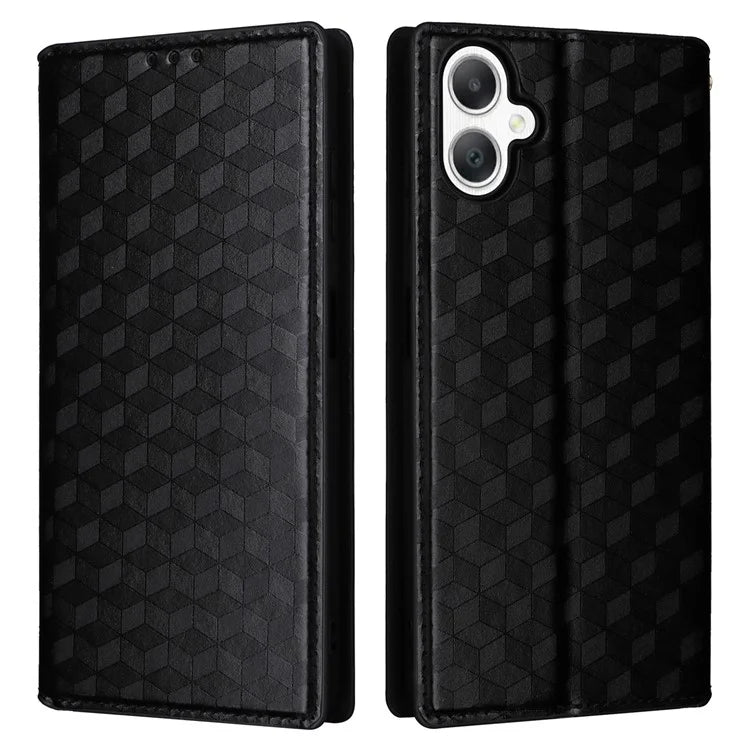 For Samsung Galaxy A06 Wallet Case Rhombus Imprinted Leather Phone Cover