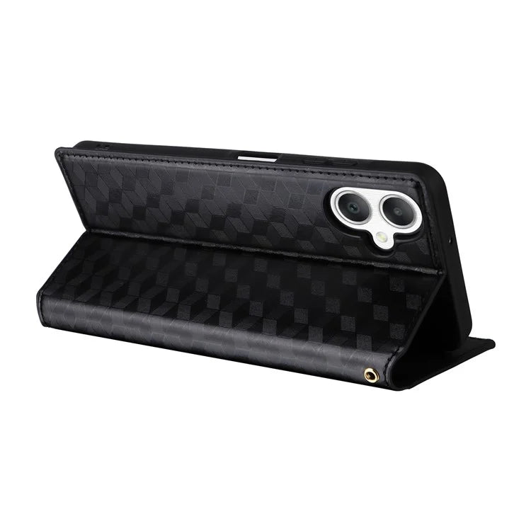 For Samsung Galaxy A06 Wallet Case Rhombus Imprinted Leather Phone Cover