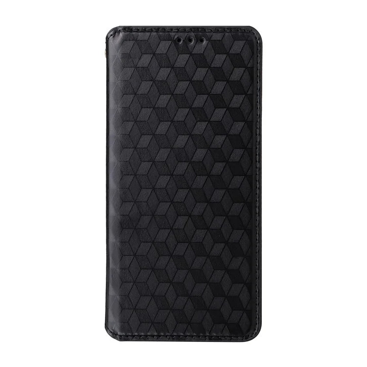 For Samsung Galaxy A06 Wallet Case Rhombus Imprinted Leather Phone Cover