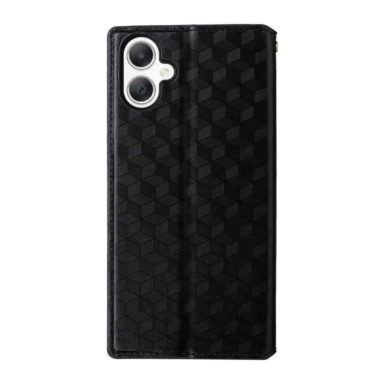For Samsung Galaxy A06 Wallet Case Rhombus Imprinted Leather Phone Cover