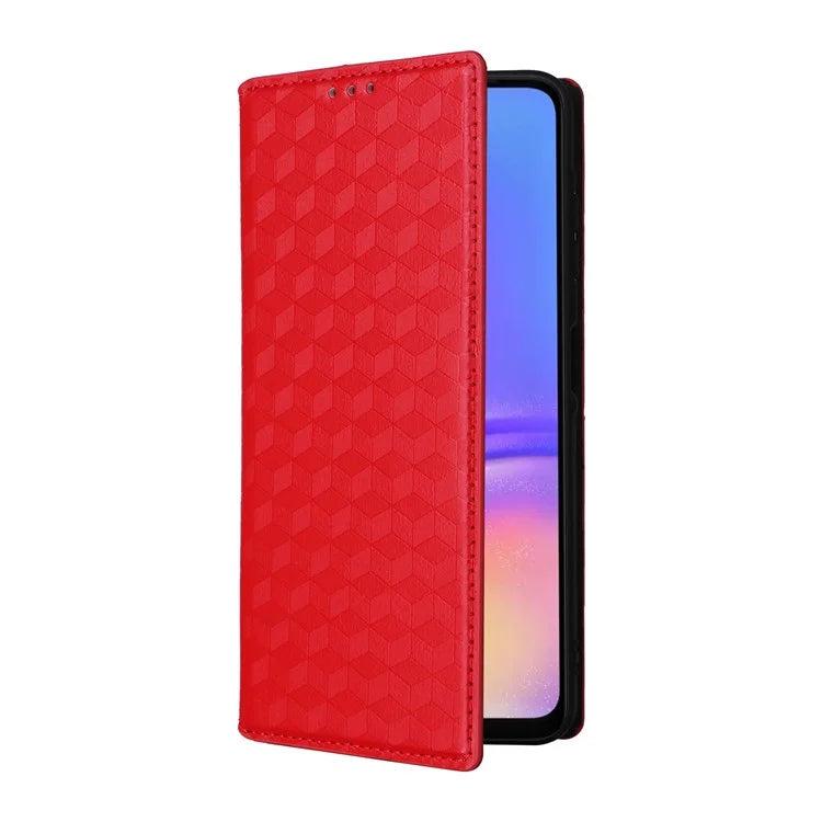 For Samsung Galaxy A06 Wallet Case Rhombus Imprinted Leather Phone Cover