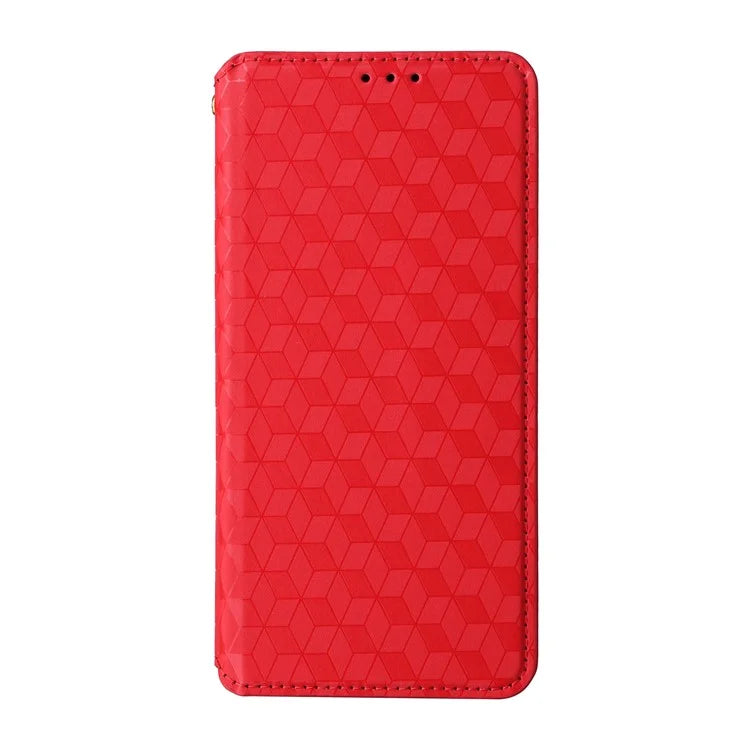 For Samsung Galaxy A06 Wallet Case Rhombus Imprinted Leather Phone Cover