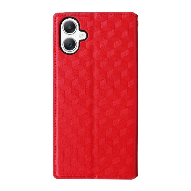 For Samsung Galaxy A06 Wallet Case Rhombus Imprinted Leather Phone Cover