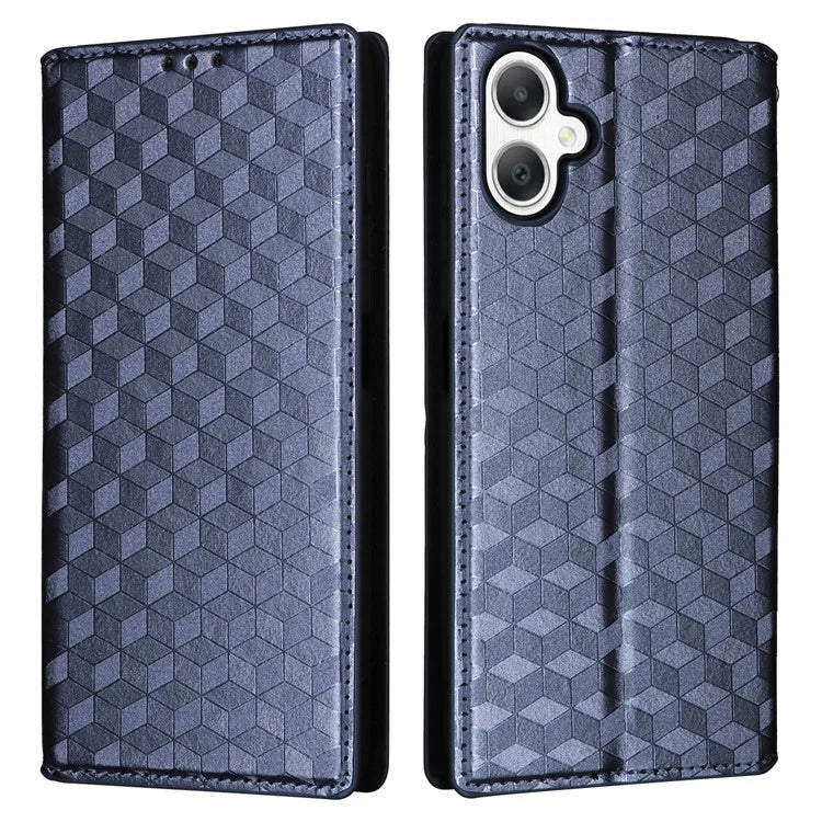 For Samsung Galaxy A06 Wallet Case Rhombus Imprinted Leather Phone Cover