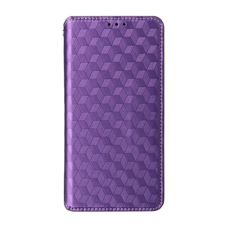 For Samsung Galaxy A06 Wallet Case Rhombus Imprinted Leather Phone Cover