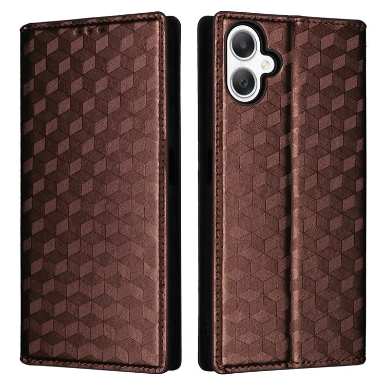 For Samsung Galaxy A06 Wallet Case Rhombus Imprinted Leather Phone Cover