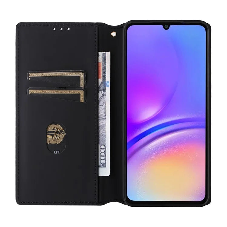For Samsung Galaxy A06 Wallet Case Rhombus Imprinted Leather Phone Cover