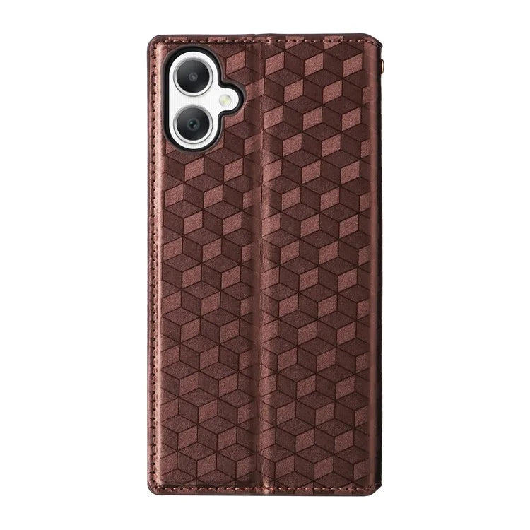 For Samsung Galaxy A06 Wallet Case Rhombus Imprinted Leather Phone Cover