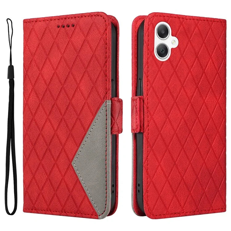 For Samsung Galaxy A06 Case Rhombus PU Leather Flip Phone Cover