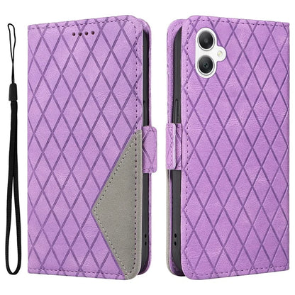 For Samsung Galaxy A06 Case Rhombus PU Leather Flip Phone Cover