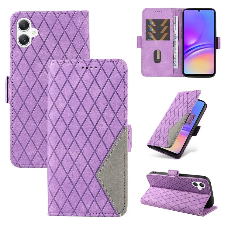 For Samsung Galaxy A06 Case Rhombus PU Leather Flip Phone Cover