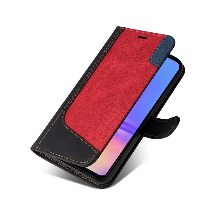 For Samsung Galaxy A06 Case Flip Wallet Leather Phone Cover 3 Color Splicing