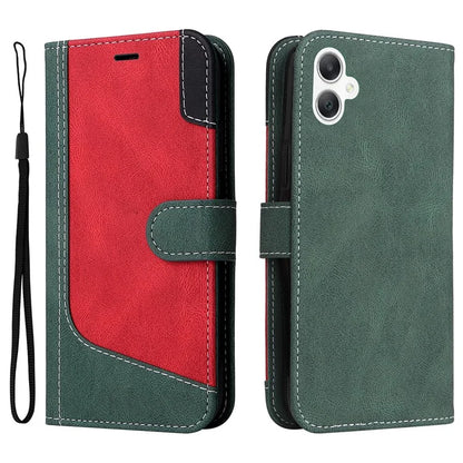 For Samsung Galaxy A06 Case Flip Wallet Leather Phone Cover 3 Color Splicing