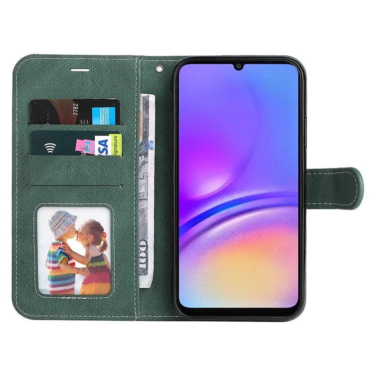 For Samsung Galaxy A06 Case Flip Wallet Leather Phone Cover 3 Color Splicing