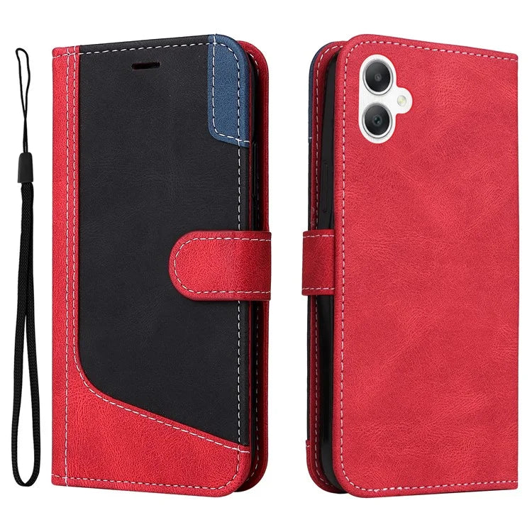 For Samsung Galaxy A06 Case Flip Wallet Leather Phone Cover 3 Color Splicing