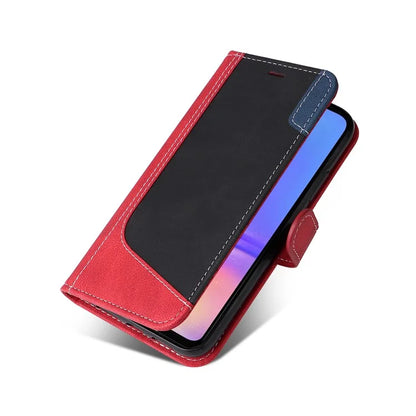 For Samsung Galaxy A06 Case Flip Wallet Leather Phone Cover 3 Color Splicing