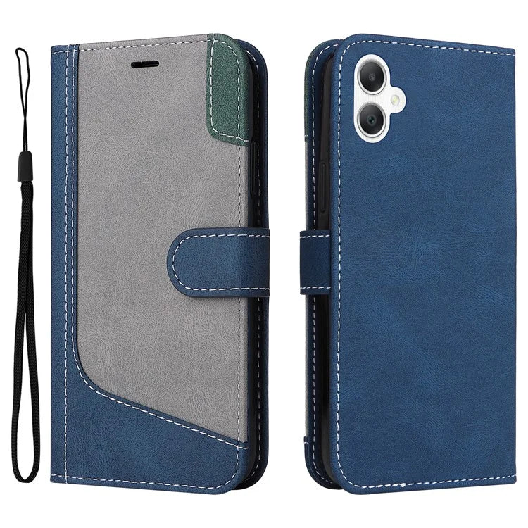 For Samsung Galaxy A06 Case Flip Wallet Leather Phone Cover 3 Color Splicing