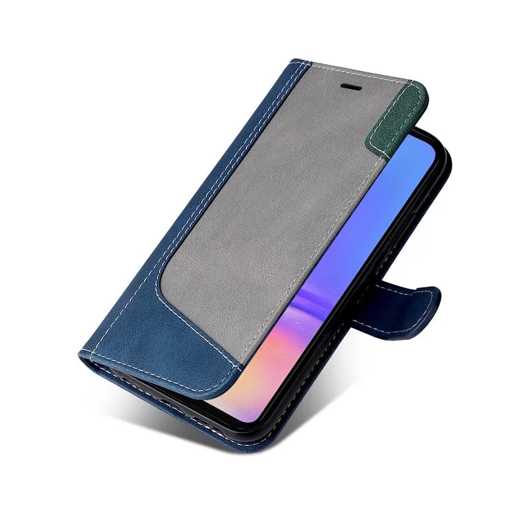 For Samsung Galaxy A06 Case Flip Wallet Leather Phone Cover 3 Color Splicing
