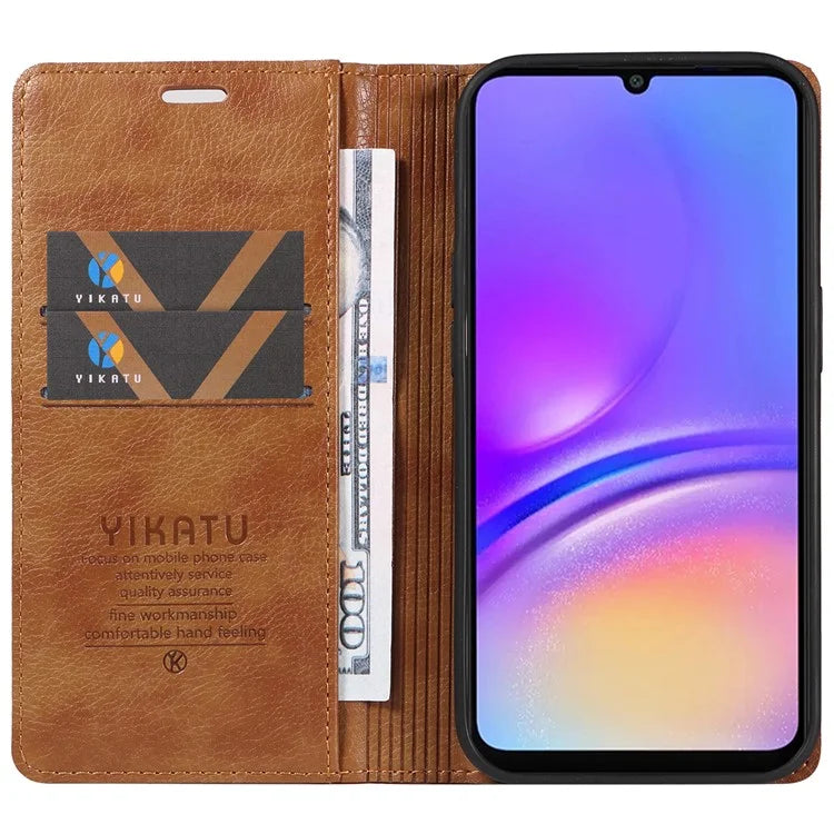 YIKATU YK-006 For Samsung Galaxy A06 Case Wallet Litchi Grain Leather Phone Cover Magnetic Auto-Absorbed