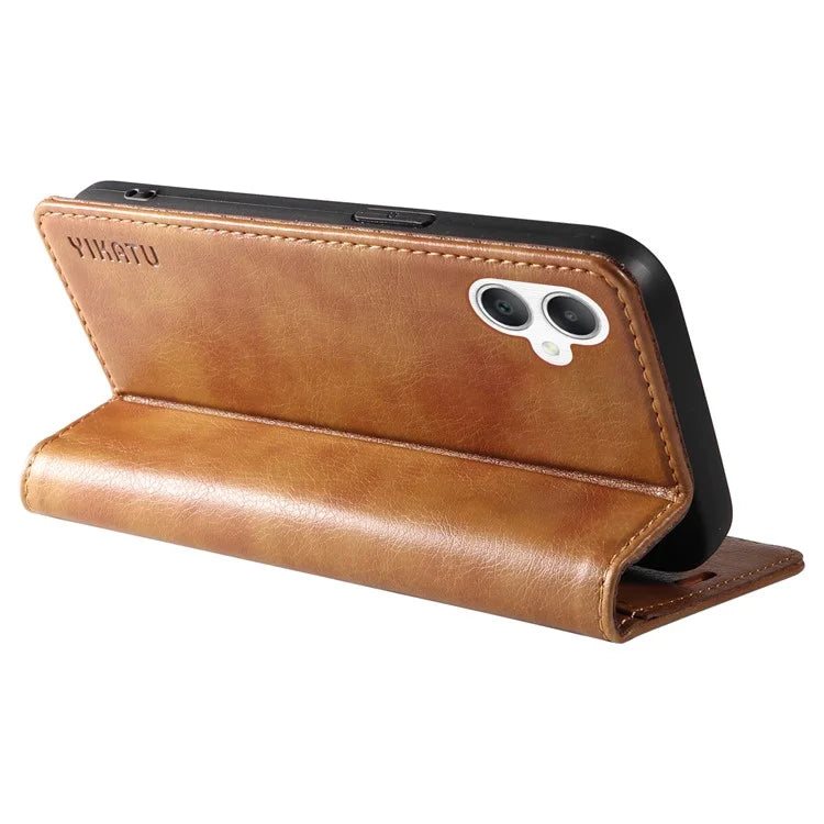 YIKATU YK-006 For Samsung Galaxy A06 Case Wallet Litchi Grain Leather Phone Cover Magnetic Auto-Absorbed