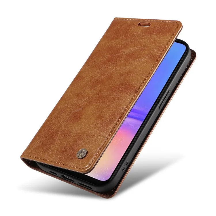 YIKATU YK-006 For Samsung Galaxy A06 Case Wallet Litchi Grain Leather Phone Cover Magnetic Auto-Absorbed