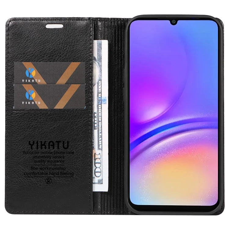YIKATU YK-006 For Samsung Galaxy A06 Case Wallet Litchi Grain Leather Phone Cover Magnetic Auto-Absorbed
