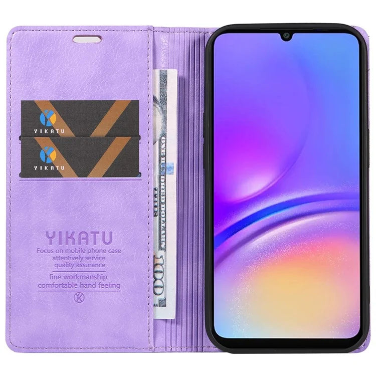 YIKATU YK-006 For Samsung Galaxy A06 Case Wallet Litchi Grain Leather Phone Cover Magnetic Auto-Absorbed