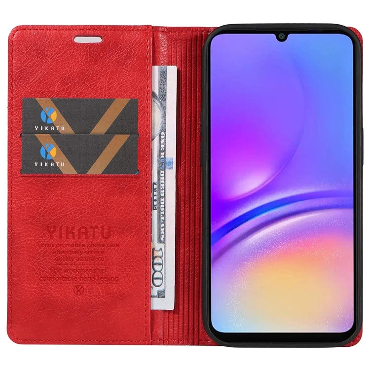 YIKATU YK-006 For Samsung Galaxy A06 Case Wallet Litchi Grain Leather Phone Cover Magnetic Auto-Absorbed