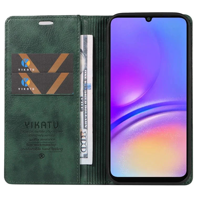 YIKATU YK-006 For Samsung Galaxy A06 Case Wallet Litchi Grain Leather Phone Cover Magnetic Auto-Absorbed