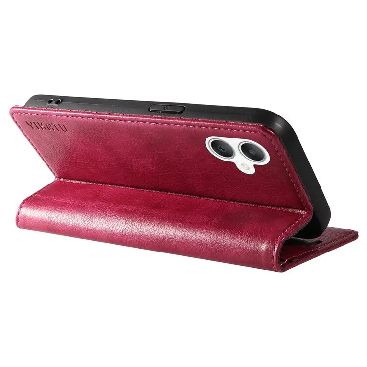 YIKATU YK-006 For Samsung Galaxy A06 Case Wallet Litchi Grain Leather Phone Cover Magnetic Auto-Absorbed